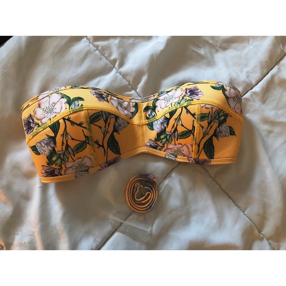 Yellow Floral Bikini Top
